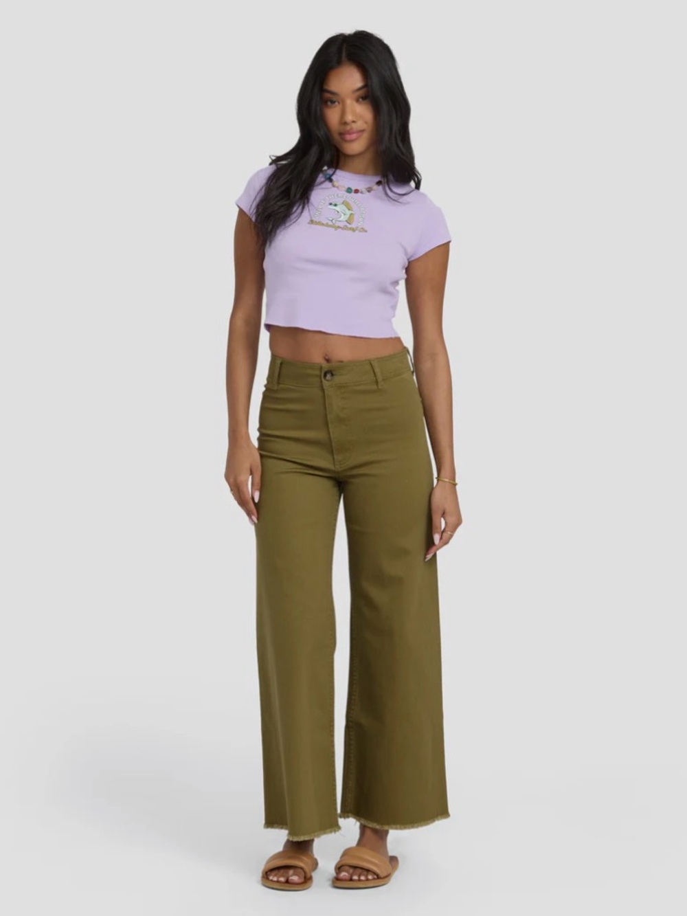 Billabong Free Fall Wide Leg High-Rise Jeans in Martini Olive